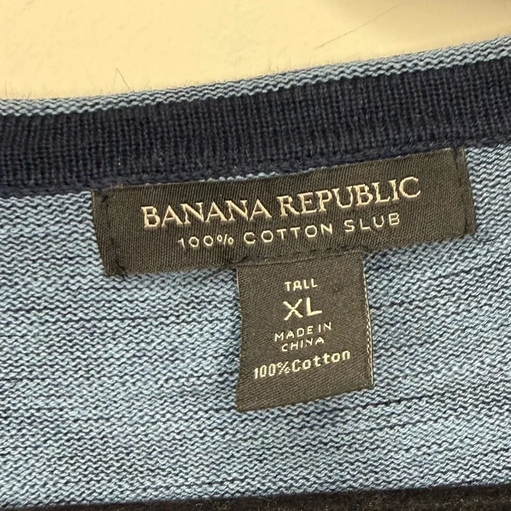BANANA REPUBLIC Cotton Slub Tall Crewneck Casual Essential Longsleeve Sweater